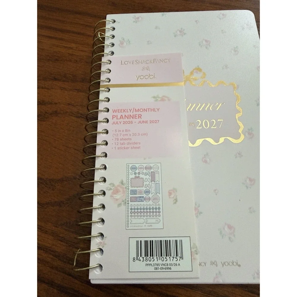 LoveShackFancy x Target Weekly Monthly Student School Planner Floral Ditsy Pink